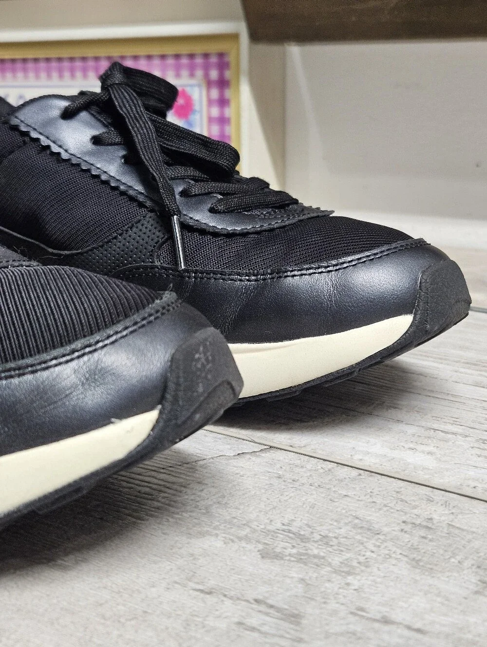 Kizik Paris Black/Pristine Leather Hands-Free Sneakers Womens 9